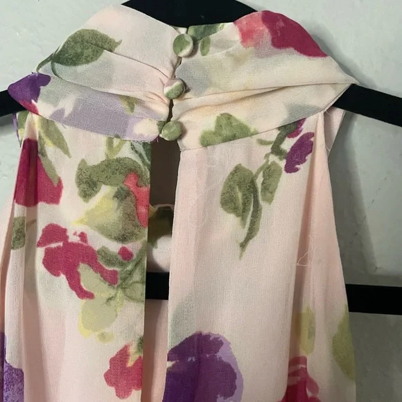 Lauren Ralph Lauren Sleeveless Halter Bow Neck Ruffle Tiered Blouson Dress SZ 8 - Picture 7 of 9